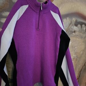 Spyder Kids' Magenta and Black Half-Zip Sweater